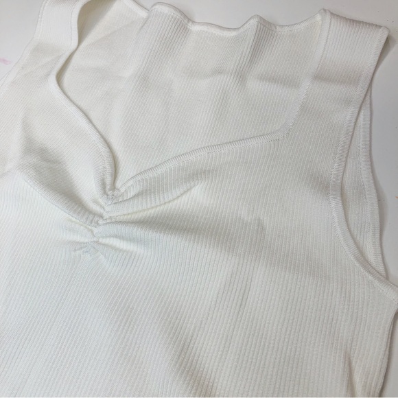 Goelia Acetate Knitted Ruched Vest Women's Tank Top Off White Size Large NEW - Picture 5 of 16